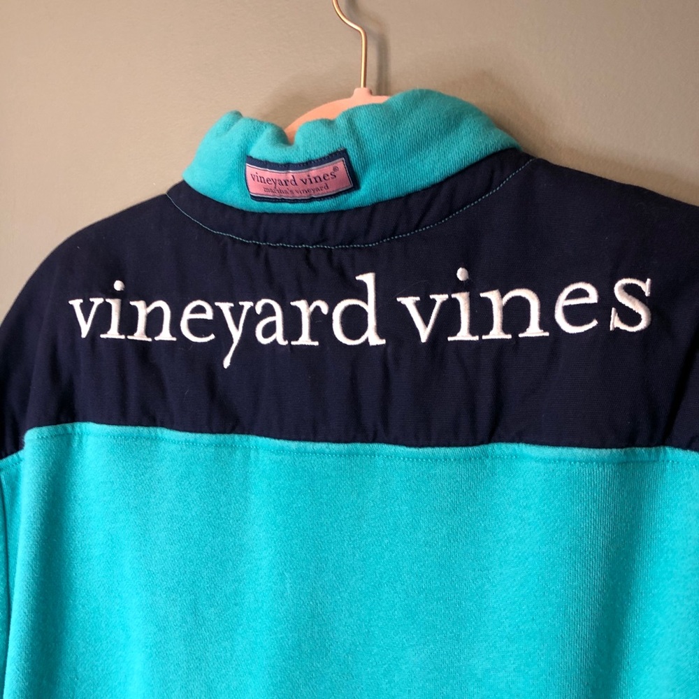 Vineyard Vines Quarter Zip Sweatshirt Blue Teal M - Picture 3 of 6